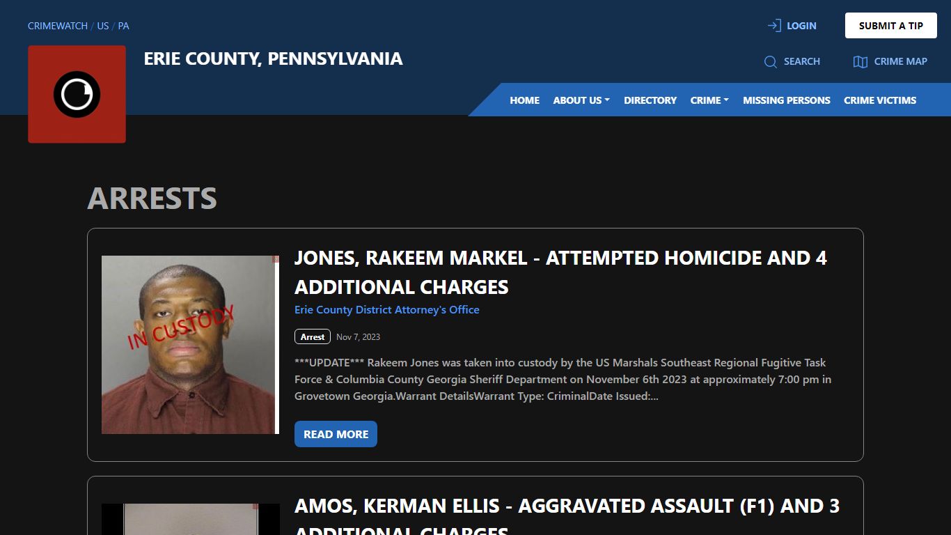 Arrests for Erie County, Pennsylvania | CRIMEWATCH